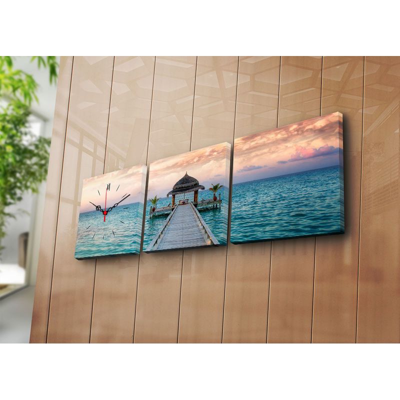 Casa si Gradina - Decoratiuni - Ceasuri - Ceas decorativ de perete, Wallxpert, panza suede, multicolor, 3 bucati, 28x28 cm - Infinity.ro