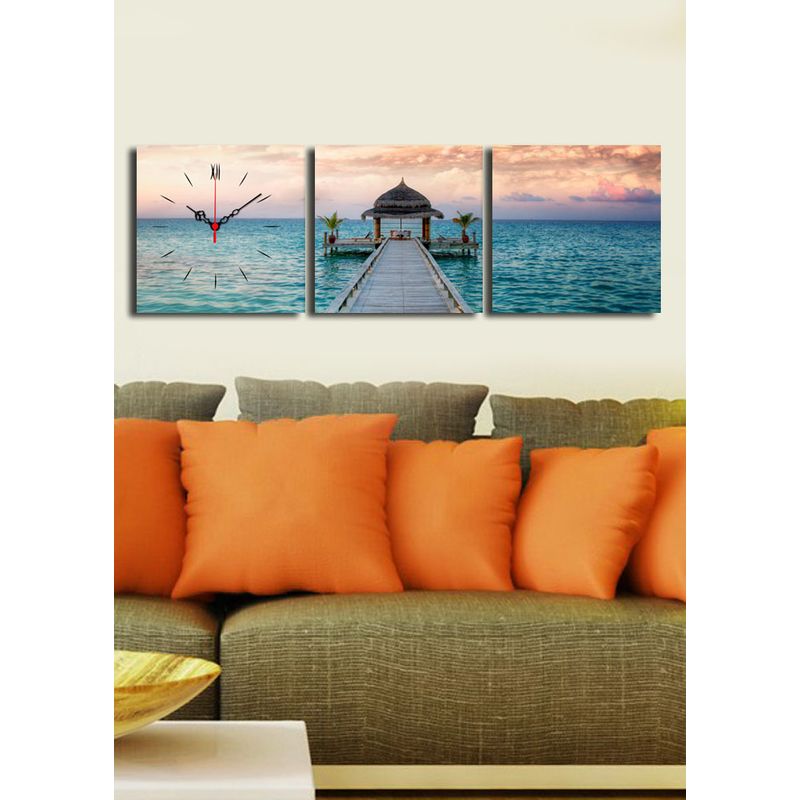 Casa si Gradina - Decoratiuni - Ceasuri - Ceas decorativ de perete, Wallxpert, panza suede, multicolor, 3 bucati, 28x28 cm - Infinity.ro