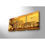 Casa si Gradina - Decoratiuni - Ceasuri - Ceas de perete decorativ, Wallxpert, panza piele de caprioara, multicolor, 96x40 cm, 3 piese - Infinity.ro