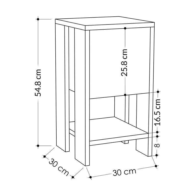 Casa si Gradina - Mobilier - Comode si corpuri - Noptiere - Noptiera, Hanah Home, pal melaminat, hitit, 30x30x55 cm - Infinity.ro