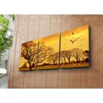 Casa si Gradina - Decoratiuni - Ceasuri - Ceas de perete decorativ, Wallxpert, panza piele de caprioara, multicolor, 96x40 cm, 3 piese - Infinity.ro