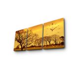 Casa si Gradina - Decoratiuni - Ceasuri - Ceas de perete decorativ, Wallxpert, panza piele de caprioara, multicolor, 96x40 cm, 3 piese - Infinity.ro