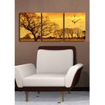 Casa si Gradina - Decoratiuni - Ceasuri - Ceas de perete decorativ, Wallxpert, panza piele de caprioara, multicolor, 96x40 cm, 3 piese - Infinity.ro