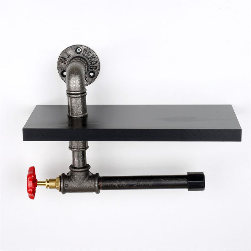 Casa si Gradina - Sanitare - Suporturi si accesorii baie - Suporturi baie - Suport hartie igienica, Hanah Home, mdf, negru argintiu, 30x14x22 cm - Infinity.ro