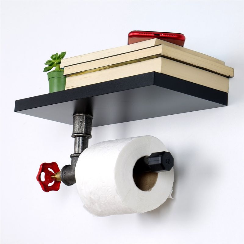 Casa si Gradina - Sanitare - Suporturi si accesorii baie - Suporturi baie - Suport hartie igienica, Hanah Home, mdf, negru argintiu, 30x14x22 cm - Infinity.ro