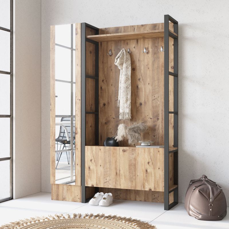 Casa si Gradina - Mobilier - Organizare si depozitare - Cuiere - Cuier, Hanah Home, pal melaminat, pin atlantic, 90x34x180 cm, 956LCS2814 - Infinity.ro