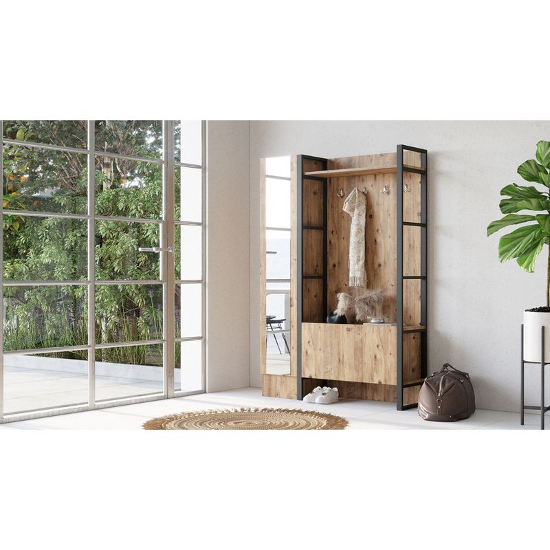 Casa si Gradina - Mobilier - Organizare si depozitare - Cuiere - Cuier, Hanah Home, pal melaminat, pin atlantic, 90x34x180 cm, 956LCS2814 - Infinity.ro