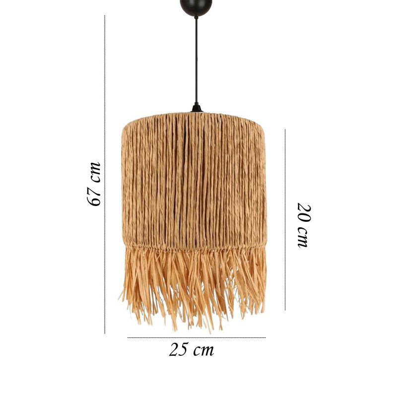 Casa si Gradina - Corpuri si surse de iluminat - Lustre si pendule - Candelabru, Opviq, plastic si iuta, stejar, diametru 25 cm, inaltime reglabila - Infinity.ro