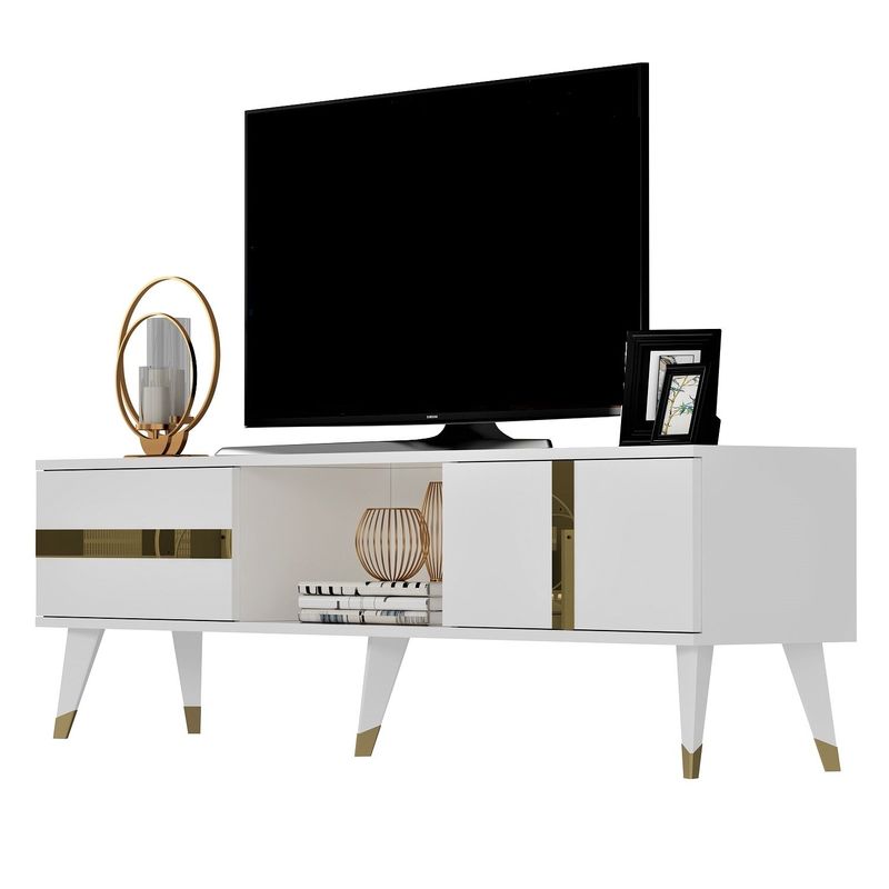 Casa si Gradina - Mobilier - Comode si corpuri - Console - Comoda tv, Hanah Home, pal melaminat, alb auriu, 150x50x29.6 cm - Infinity.ro