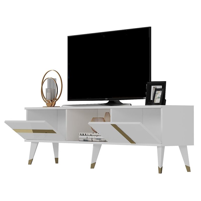 Casa si Gradina - Mobilier - Comode si corpuri - Console - Comoda tv, Hanah Home, pal melaminat, alb auriu, 150x50x29.6 cm - Infinity.ro