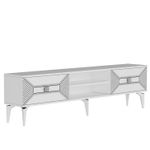 Casa si Gradina - Mobilier - Comode si corpuri - Console - Comoda tv, Hanah Home, pal melaminat, alb si argintiu, 150x50x30 cm - Infinity.ro