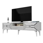 Casa si Gradina - Mobilier - Comode si corpuri - Console - Comoda tv, Hanah Home, pal melaminat, alb si argintiu, 150x50x30 cm - Infinity.ro