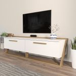 Casa si Gradina - Mobilier - Comode si corpuri - Console - Comoda tv, Hanah Home, pal melaminat, alb si nuc, 163.8x46.8x36.6 cm - Infinity.ro