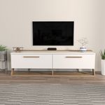 Casa si Gradina - Mobilier - Comode si corpuri - Console - Comoda tv, Hanah Home, pal melaminat, alb si nuc, 163.8x46.8x36.6 cm - Infinity.ro