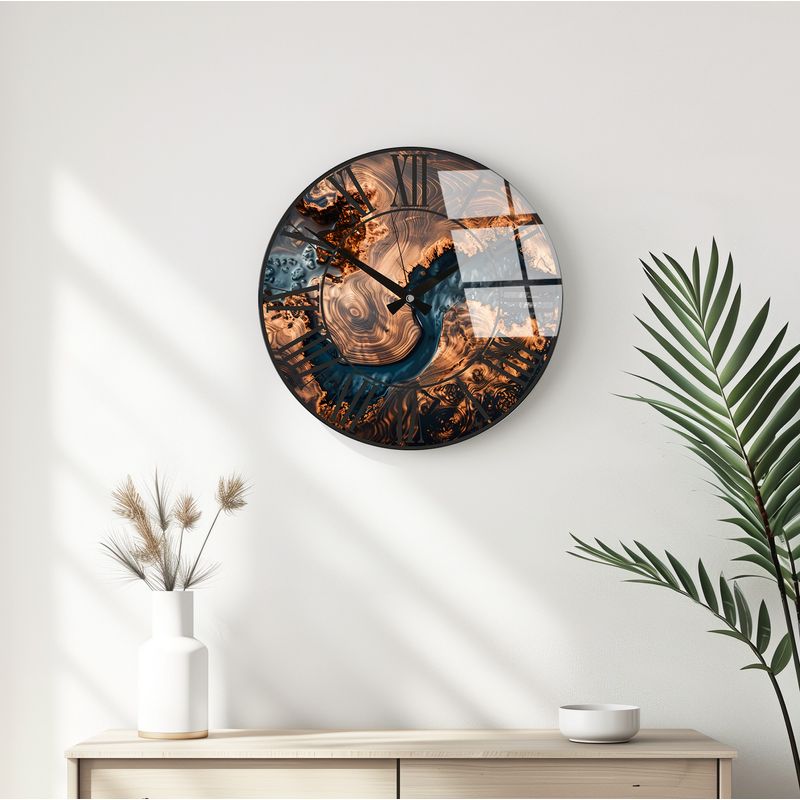 Casa si Gradina - Decoratiuni - Ceasuri - Ceas de perete decorativ, Wallxpert, sticla, multicolor, diametru 40 cm, 884ASF1101 - Infinity.ro