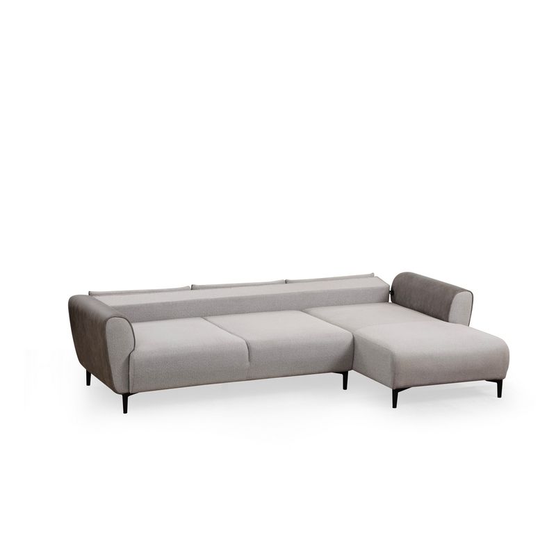 Casa si Gradina - Mobilier - Canapele si coltare - Coltare - Coltar extensibil, Hanah Home, lemn fag si pal, gri, 260x150x85 cm - Infinity.ro