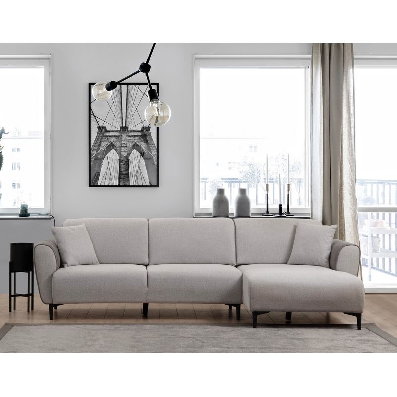Casa si Gradina - Mobilier - Canapele si coltare - Coltare - Coltar extensibil, Hanah Home, lemn fag si pal, gri, 260x150x85 cm - Infinity.ro
