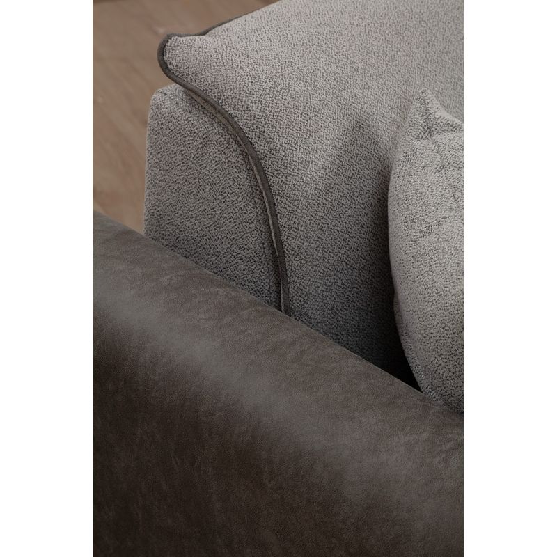 Casa si Gradina - Mobilier - Canapele si coltare - Coltare - Coltar extensibil, Hanah Home, lemn fag si pal, gri, 260x150x85 cm - Infinity.ro