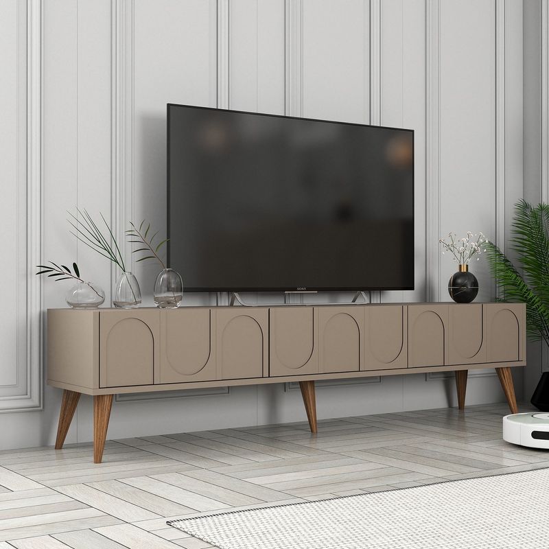 Casa si Gradina - Mobilier - Comode si corpuri - Comode - Comoda tv, Hanah Home, pal melaminat, atlas nuc, 180x35x44 cm - Infinity.ro