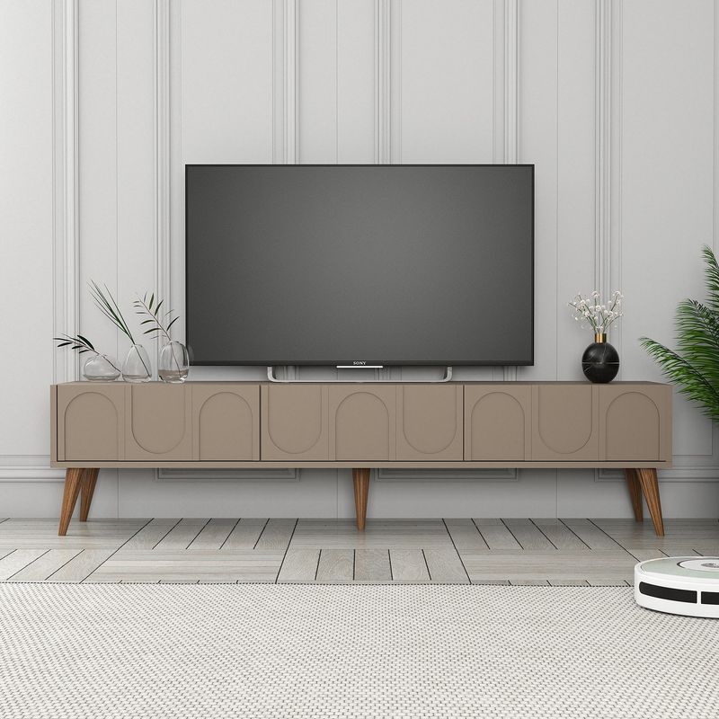 Casa si Gradina - Mobilier - Comode si corpuri - Comode - Comoda tv, Hanah Home, pal melaminat, atlas nuc, 180x35x44 cm - Infinity.ro