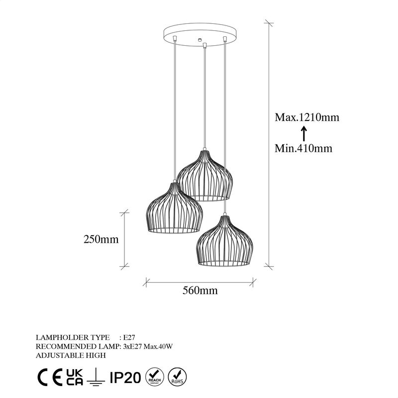 Casa si Gradina - Corpuri si surse de iluminat - Lustre si pendule - Candelabru, Opviq, metal, negru antique, 59x59x41-121 cm - Infinity.ro