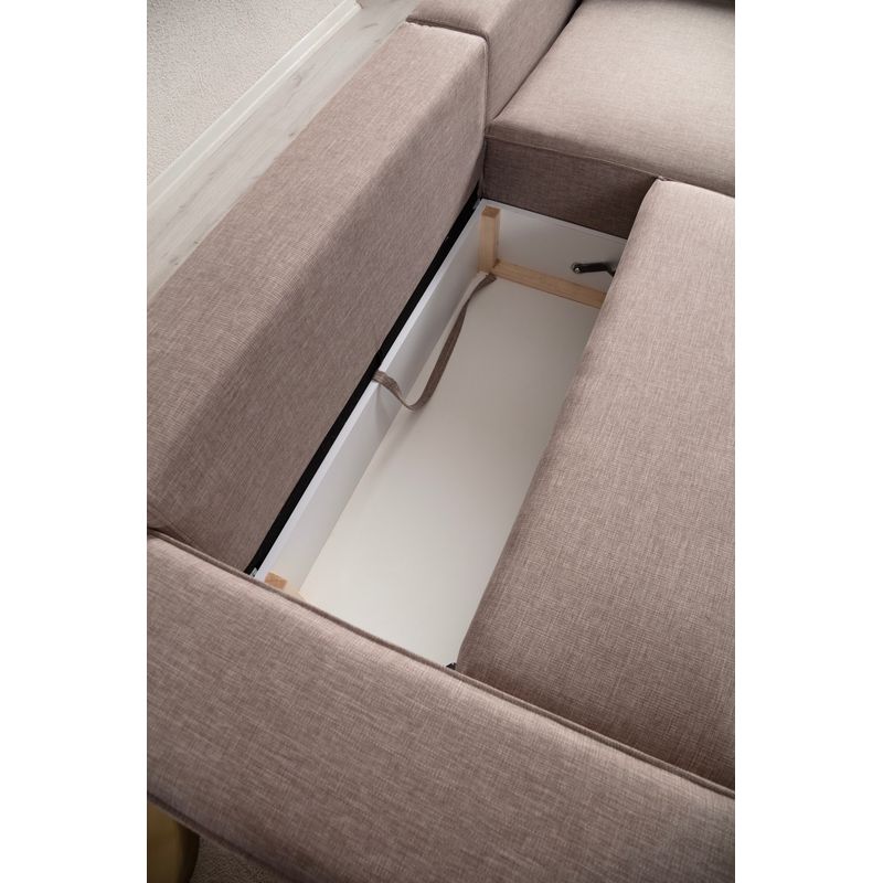 Casa si Gradina - Mobilier - Canapele si coltare - Coltare - Coltar extensibil, Hanah Home, lemn de fag si pal, maro, 260x170x78 cm - Infinity.ro