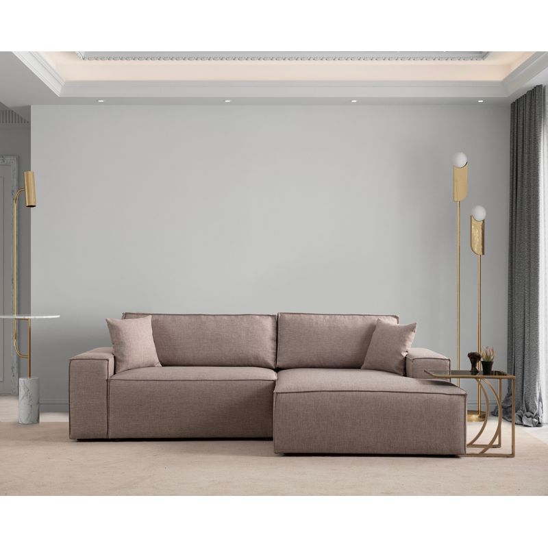 Casa si Gradina - Mobilier - Canapele si coltare - Coltare - Coltar extensibil, Hanah Home, lemn de fag si pal, maro, 260x170x78 cm - Infinity.ro