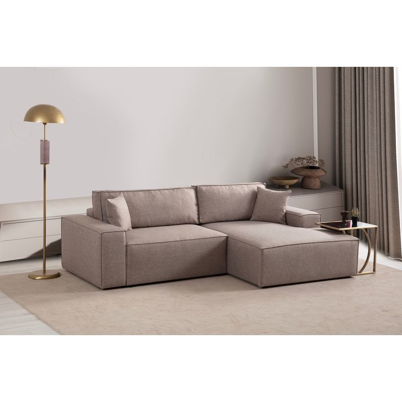 Casa si Gradina - Mobilier - Canapele si coltare - Coltare - Coltar extensibil, Hanah Home, lemn de fag si pal, maro, 260x170x78 cm - Infinity.ro