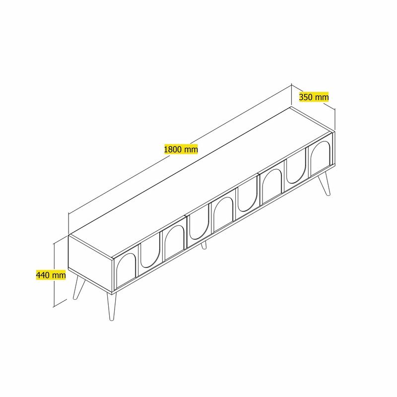 Casa si Gradina - Mobilier - Comode si corpuri - Comode - Comoda tv, Hanah Home, pal melaminat, atlas nuc, 180x35x44 cm - Infinity.ro