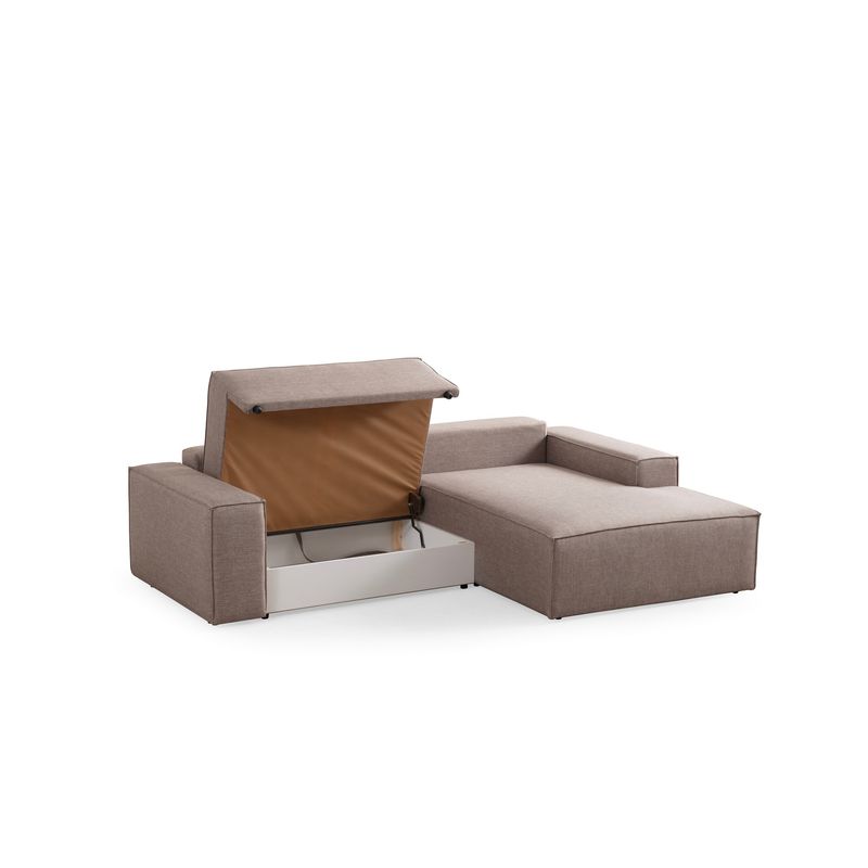 Casa si Gradina - Mobilier - Canapele si coltare - Coltare - Coltar extensibil, Hanah Home, lemn de fag si pal, maro, 260x170x78 cm - Infinity.ro