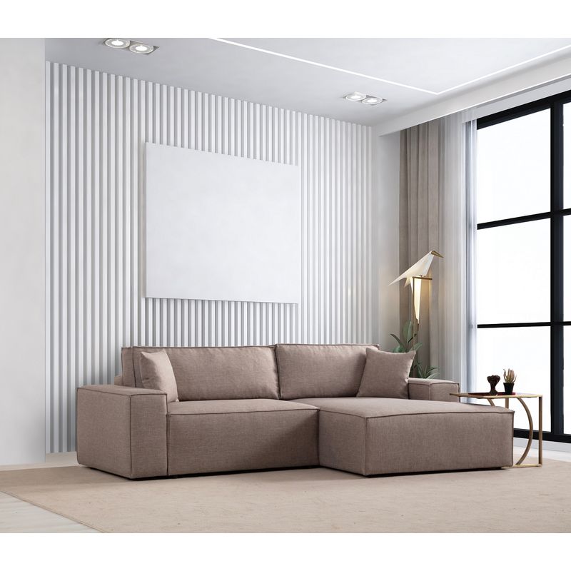 Casa si Gradina - Mobilier - Canapele si coltare - Coltare - Coltar extensibil, Hanah Home, lemn de fag si pal, maro, 260x170x78 cm - Infinity.ro