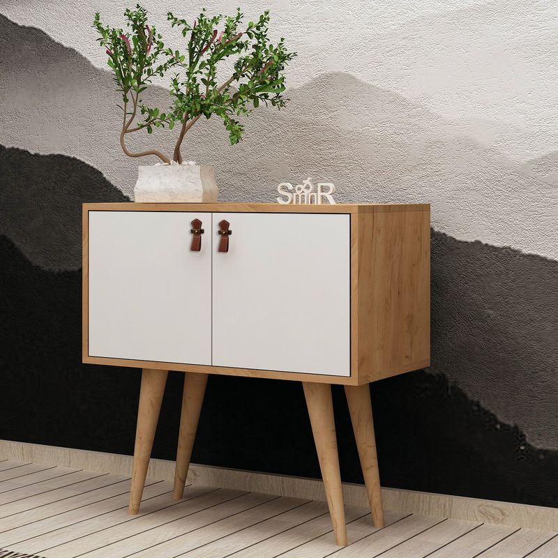 Casa si Gradina - Mobilier - Comode si corpuri - Console - Consola, Hanah Home, pal melaminat, stejar si alb, 80x80x40 cm - Infinity.ro