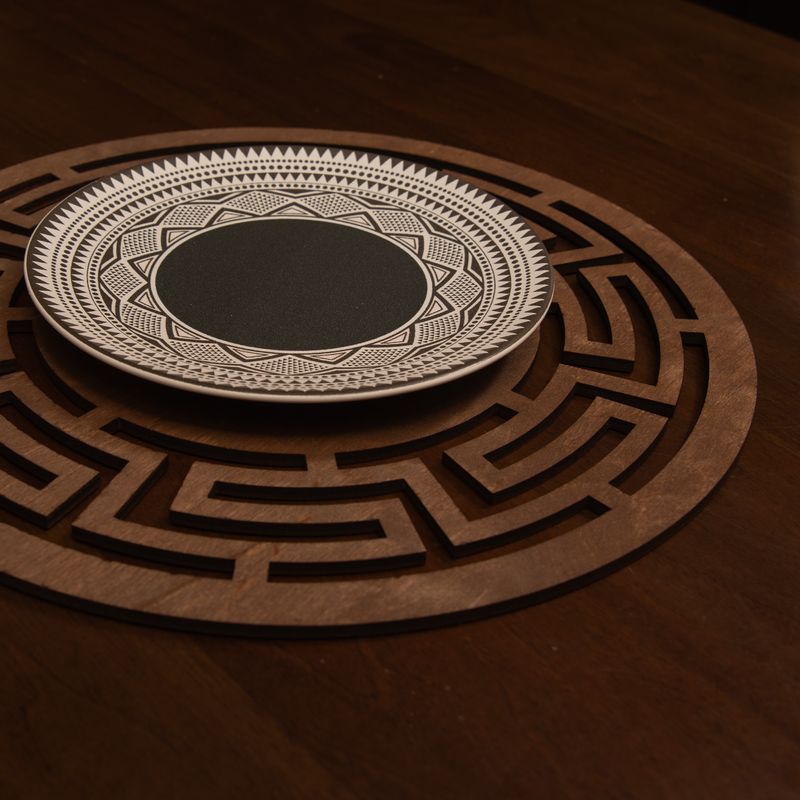 Casa si Gradina - Bucatarie si vesela - Organizare si depozitare bucatarie - Suporturi tacamuri si vase - Set suporturi de masa, Hermia, lemn, wenge, 36x36 cm, 4 piese - Infinity.ro
