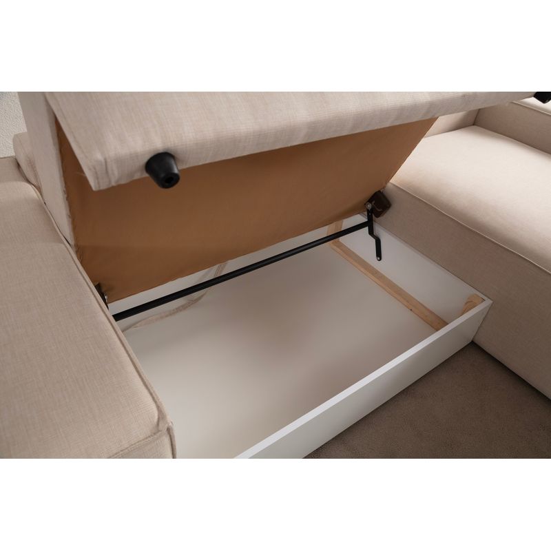 Casa si Gradina - Mobilier - Canapele si coltare - Coltare - Coltar extensibil, Hanah Home, material textil, ecru, 260x170 cm - Infinity.ro