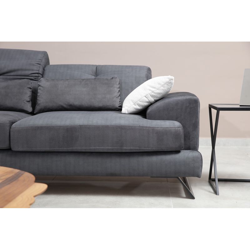 Casa si Gradina - Mobilier - Canapele si coltare - Canapele - Canapea 2 locuri, Hanah Home, poliester, antracit, 185x92x79 cm - Infinity.ro