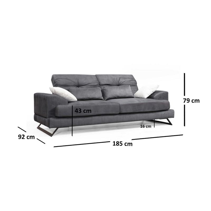 Casa si Gradina - Mobilier - Canapele si coltare - Canapele - Canapea 2 locuri, Hanah Home, poliester, antracit, 185x92x79 cm - Infinity.ro