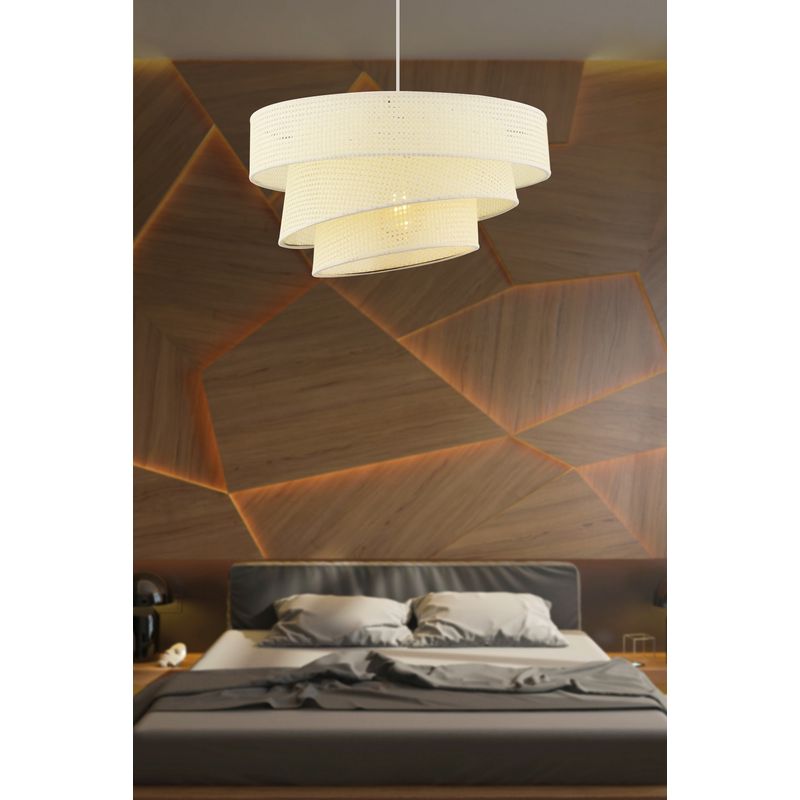 Casa si Gradina - Corpuri si surse de iluminat - Lustre si pendule - Candelabru, Opviq, metal, alb, capac bumbac, 40x40x72 cm - Infinity.ro