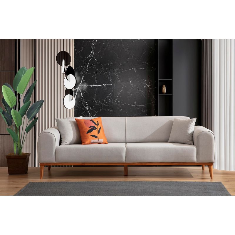 Casa si Gradina - Mobilier - Canapele si coltare - Canapele - Canapea extensibila, Atelier Del Sofa, lemn fag si panouri aglomerate, crem, 220x84x77 cm - Infinity.ro