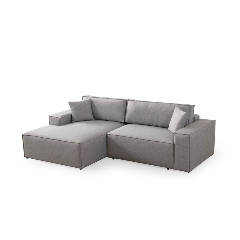 Casa si Gradina - Mobilier - Canapele si coltare - Coltare - Coltar extensibil, Hanah Home, lemn fag si pal, gri deschis, 260x170x78 cm - Infinity.ro