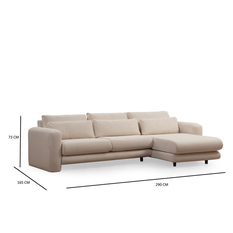 Casa si Gradina - Mobilier - Canapele si coltare - Coltare - Coltar, Hanah Home, lemn fag si pal, crem, 290x165x97 cm - Infinity.ro