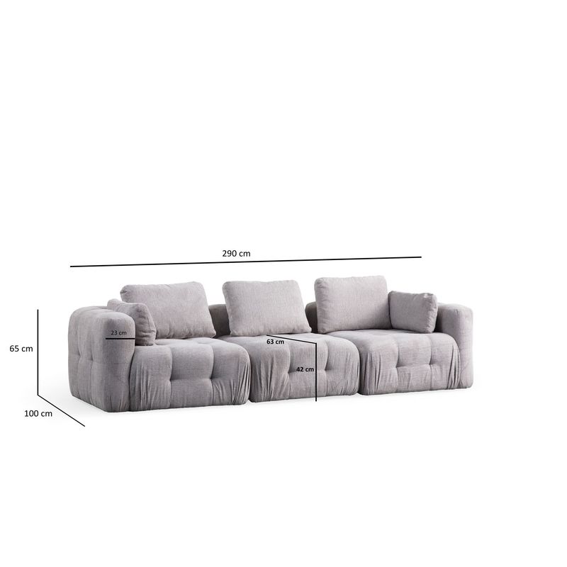 Casa si Gradina - Mobilier - Canapele si coltare - Canapele - Canapea 3 locuri, Atelier Del Sofa, lemn fag si pal, gri deschis, 290x100x65 cm - Infinity.ro