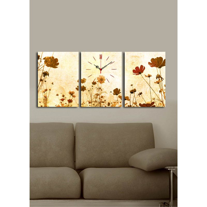 Casa si Gradina - Decoratiuni - Ceasuri - Ceas de perete decorativ, Wallxpert, panza piele de caprioara, multicolor, 96x40 cm, rama lemn - Infinity.ro