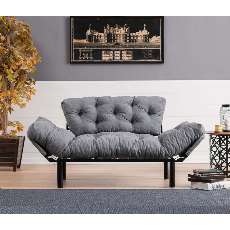 Casa si Gradina - Mobilier - Canapele si coltare - Canapele - Canapea extensibila, Hanah Home, microfibra, gri, 155x85x70 cm - Infinity.ro