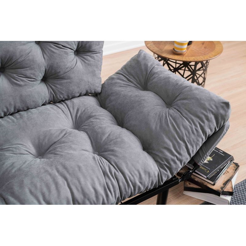 Casa si Gradina - Mobilier - Canapele si coltare - Canapele - Canapea extensibila, Hanah Home, microfibra, gri, 155x85x70 cm - Infinity.ro