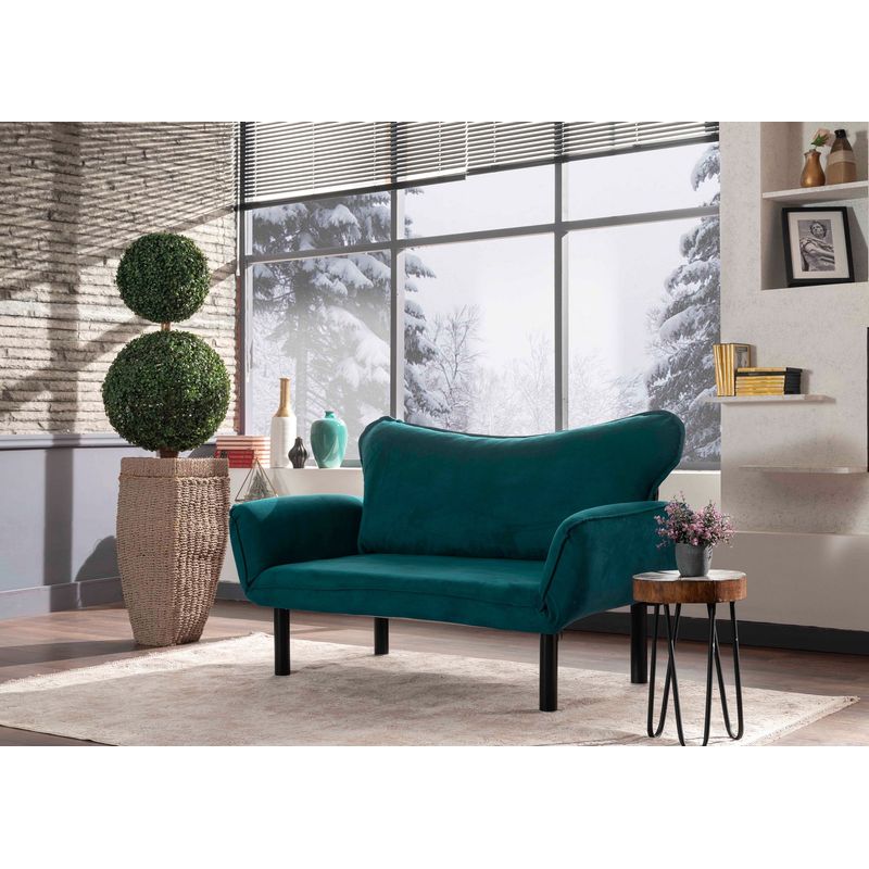 Casa si Gradina - Mobilier - Canapele si coltare - Canapele - Canapea extensibila, Hanah Home, metal, albastru petrol, 150x75x70 cm - Infinity.ro
