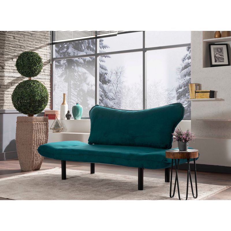 Casa si Gradina - Mobilier - Canapele si coltare - Canapele - Canapea extensibila, Hanah Home, metal, albastru petrol, 150x75x70 cm - Infinity.ro
