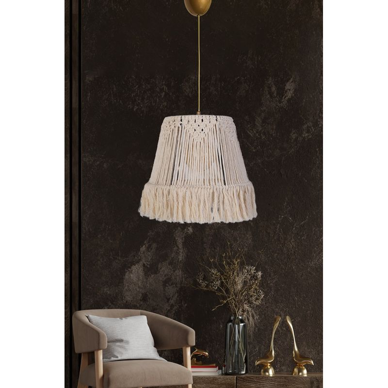 Casa si Gradina - Corpuri si surse de iluminat - Lustre si pendule - Candelabru, Opviq, corp plastic, abajur bumbac, crem, 29x30 cm - Infinity.ro
