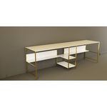 Casa si Gradina - Mobilier - Mese si birouri - Birouri - Birou, Hanah Home, pal melaminat, alb auriu, 240x60x74 cm - Infinity.ro