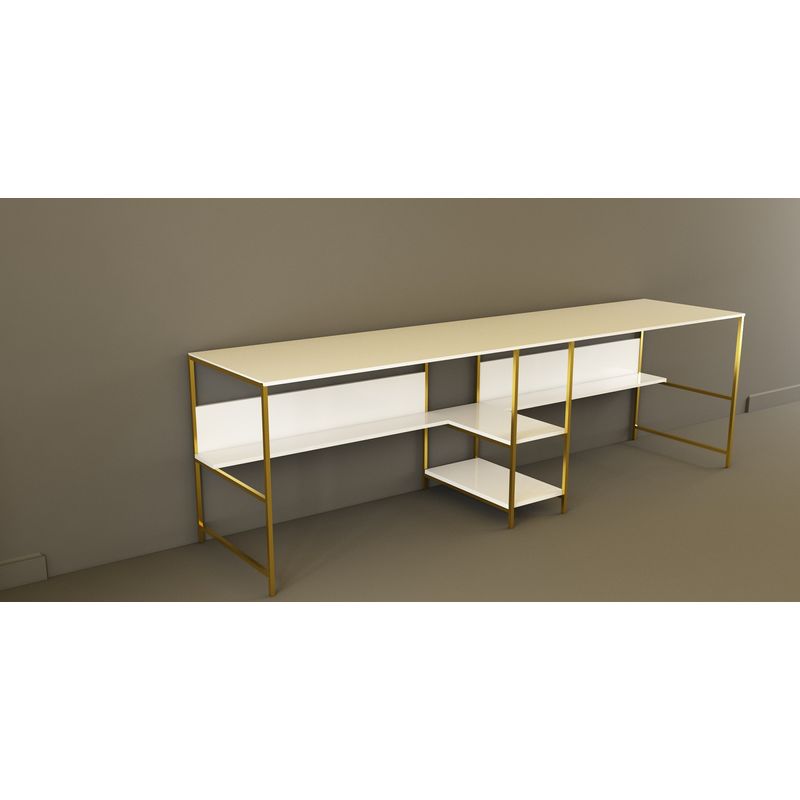 Casa si Gradina - Mobilier - Mese si birouri - Birouri - Birou, Hanah Home, pal melaminat, alb auriu, 240x60x74 cm - Infinity.ro