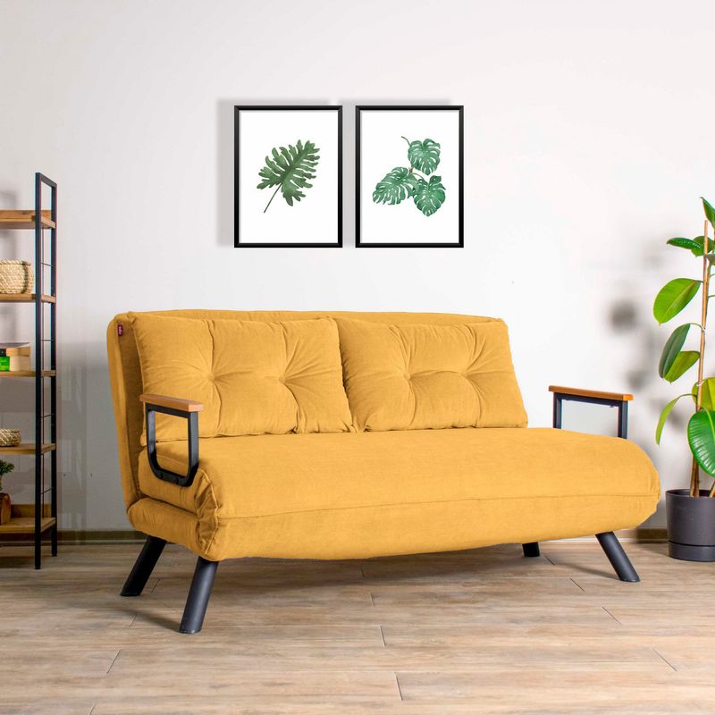 Casa si Gradina - Mobilier - Canapele si coltare - Canapele - Canapea extensibila 2 locuri, Atelier Del Sofa, metal, poliester, mustar, 175x133 cm - Infinity.ro